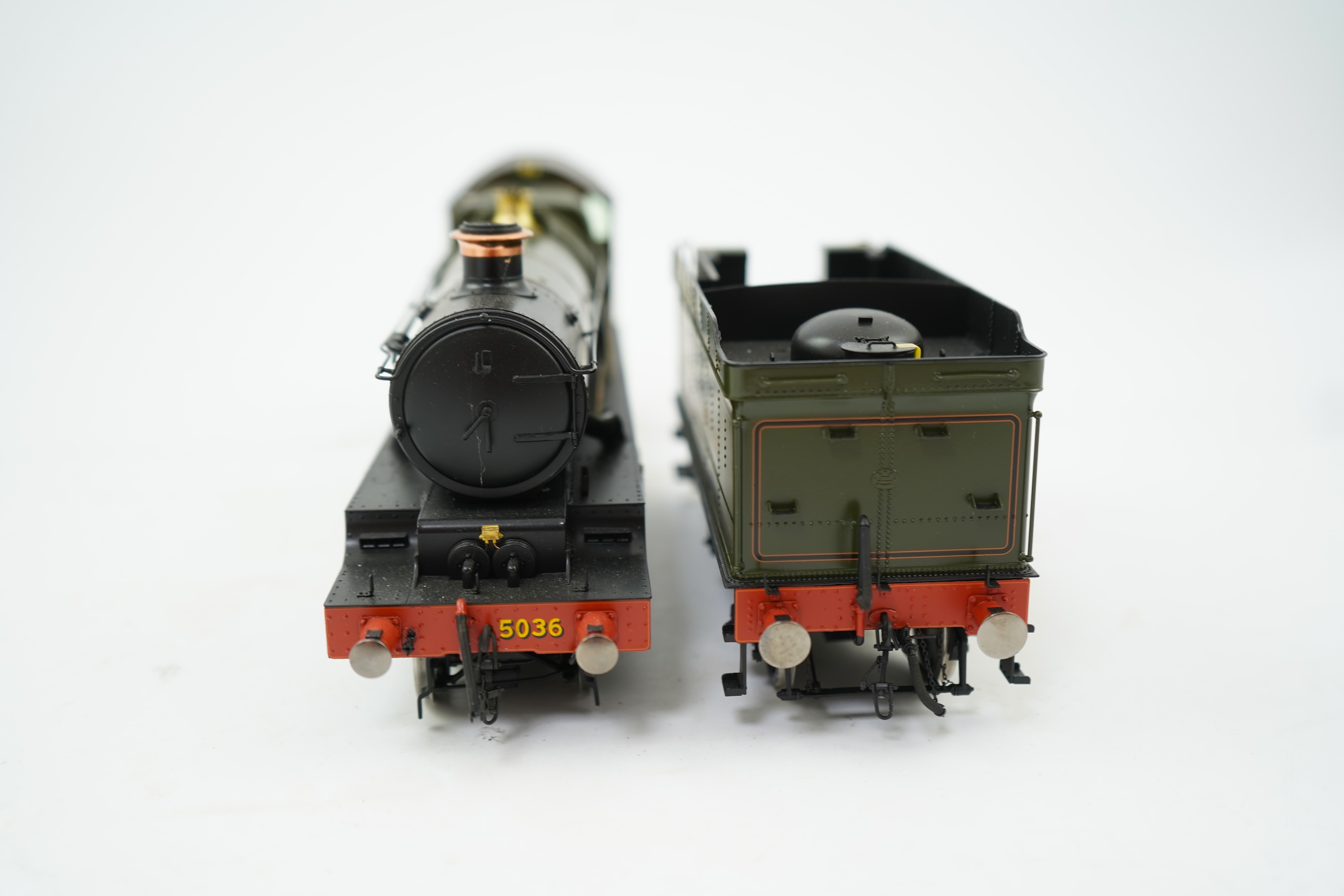 An 0 gauge Masterpiece Models model of GWR Castle Class, Lyonshall Castle 5036, 4-6-0 tender locomotive, powered for two rail operation, with original box, instruction booklet and other paperwork.